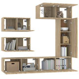 6 Piece TV Cabinet Set Sonoma Oak Engineered Wood 3114552