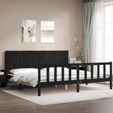 Bed Frame without Mattress Black 200x200 cm Solid Wood Pine 3192970