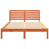 Bed Frame with Headboard Wax Brown 120 x 200 cm Solid Pine Wood 872292