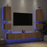 6 Piece TV Wall Cabinets with LED Lights Sonoma Oak 3216890