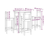 5 Piece Bar Set White Solid Wood Pine 3124743