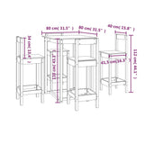 5 Piece Bar Set White Solid Wood Pine 3124743