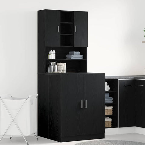 Washing Machine Cabinet 2 pcs Black oak 70.5 x 71.5 x 181.5 cm 3332516