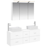 Bathroom Furniture Set 4 pcs White Engineered Wood and Glass 3406855