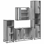 ZNTS 4 Piece Bathroom Furniture Set Grey Sonoma Engineered Wood 3301193