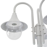 Garden Post Light E27 220 cm Aluminium 3-Lantern White 44206