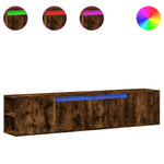 TV Wall Cabinet with LED Smoked Oak 180x31x39.5 cm 3307958