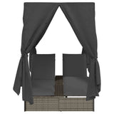 Double Sun Lounger with Roof Grey 205 x 129 x 200 cm PE rattan 3376129