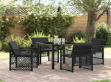 Garden Dining Set 5 pcs Black Poly Rattan 3380621