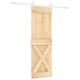 Sliding Door 80 x 210 cm Solid Pine Wood Natural and White 3445173