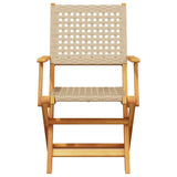 Bistro Set Beige Solid Acacia wood with an oil finish, PE rattan 3281792