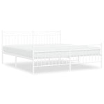 ZNTS Metal Bed Frame without Mattress with Footboard White 183x213cm 373763
