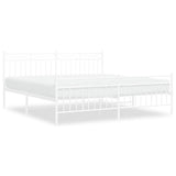 ZNTS Metal Bed Frame without Mattress with Footboard White 183x213cm 373763