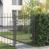 Fence Gate with Spikes Grey 170 x 100 cm Powder-coated steel 42009005