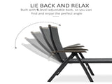 Outdoor Folding Sun Lounger, 5-Position Adjustable Chaise Lounge Chair with Aluminium Frame for T3398P377602