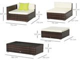 4-Seater Rattan Sofa Set Garden Outdoor Sectional Sofa Coffee Table Combo Patio Furniture-Brown T3398P314680