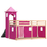 Bunk Bed without Mattress with Slide and Curtains Pink 90x200 cm 3284190