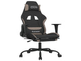 Massage Gaming Chair with Footrest Black and Taupe Fabric 345482