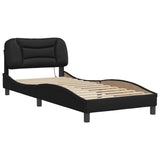 ZNTS Bed Frame with LED without Mattress Black 90x190 cm Single 3213899