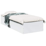 Bed Frame without Mattress White 75x190 cm Small Single Engineered Wood 841986
