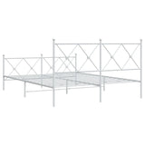 Metal Bed Frame without Mattress with Footboard White 150x200cm 376571