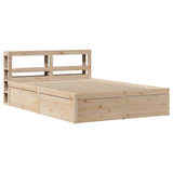 ZNTS Bed Frame with Headboard 135x190 cm Double Solid Wood Pine 3306357