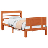 Bed Frame with Headboard 2 pcs Wax Brown Solid Pine Wood 3422755