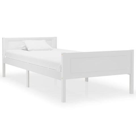 ZNTS Bed Frame without Mattress Solid Pinewood White 90x200 cm 322103