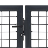 Garden Gate with Posts Steel 350x100 cm Anthracite 144399