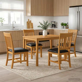 Dining Set 5 pcs Black Solid Oak Wood 3430240