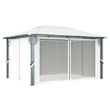 Gazebo with Curtain 400 x 300 cm Cream Aluminium 48044