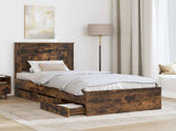 Bed Frame with Drawer Smoked Oak 75 x 190 cm Engineer Wood 3410217