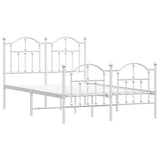 Metal Bed Frame without Mattress with Footboard White 120x200cm 353504