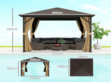 3 x 3 Metal Hardtop Gazebo, with Curtains and Accessories - Brown T3398P328435