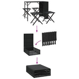 5 Piece Garden Camping Set Foldable Black Poly Rattan 365944
