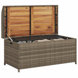 Storage Bench Grey 100x50x52 cm Poly Rattan and Acacia Wood 365950