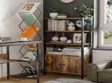 Industrial Bookshelf, Storage Cabinet with 3-Tier with Doors, for Home Office, Living Room Rustic T3398P329938