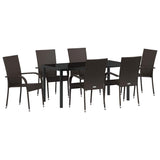 Garden Dining Set 7 pcs Brown Powder-Coated Steel 3379398