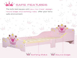 Kids Toddler Bed Princess Crown Theme Safety Side Rails Slats Home Bedroom Furniture Boys Girls 3-6 T3398P347662