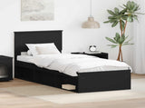 Bed Frame with Headboard Black 75 x 190 cm Solid Pine Wood 3410664