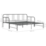 Pull-out Sofa Bed Frame without Mattress Grey Metal 90x200 cm 324754