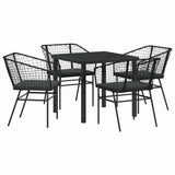 Garden Dining Set 5 pcs Black Poly Rattan 3380905