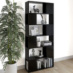 Book Cabinet Room Divider Black 80x24x186 cm Engineered Wood 809153
