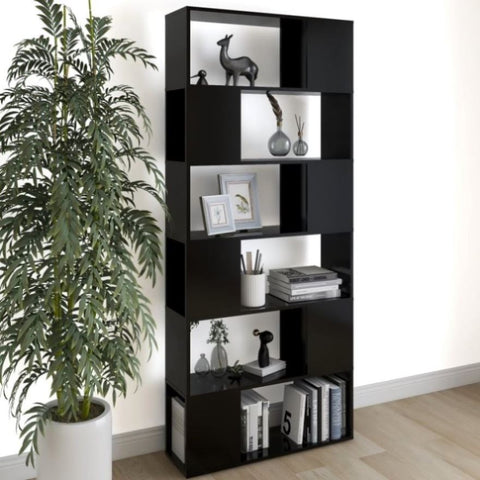 Book Cabinet Room Divider Black 80x24x186 cm Engineered Wood 809153