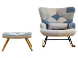 Rocking Chairs for Adults, Boucle Rocking Chair Relaxing Recliner Chair with Solid Wood Legs High N605P181754L