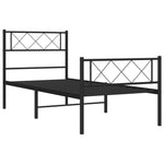 ZNTS Metal Bed Frame without Mattress with Footboard Black 80x200cm 372286