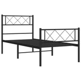 ZNTS Metal Bed Frame without Mattress with Footboard Black 80x200cm 372286