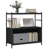 Bookshelf Black Engineered wood, Iron Adjustable Feet Bookshelf 832793