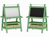 3 in 1 Kids Easel Double-Sided Magnetic Whiteboard and Chalkboard with Paper Roll, Storage Baskets T3398P378909