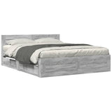 Bed Frame with Headboard without Mattress Grey Sonoma 160x200 cm 3295553